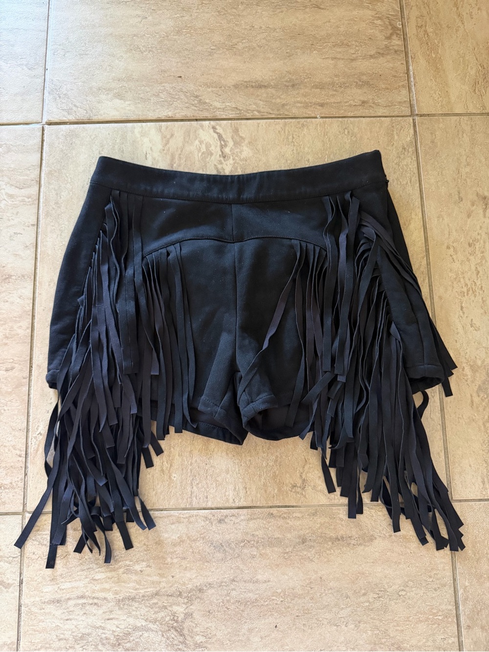 HAODUOYI Size Large Black Fringe Shorts 100% polyester